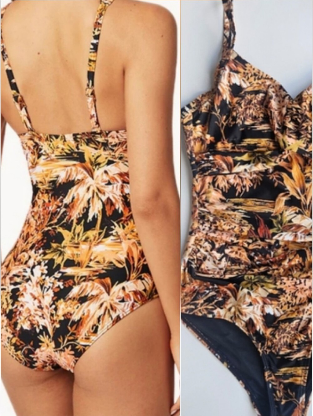 Sea Level Troppica Browmn Printed Rouched One Piece Bathing Suit